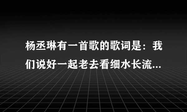 杨丞琳有一首歌的歌词是：我们说好一起老去看细水长流叫什么歌名