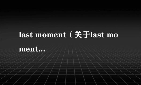 last moment（关于last moment的简介）