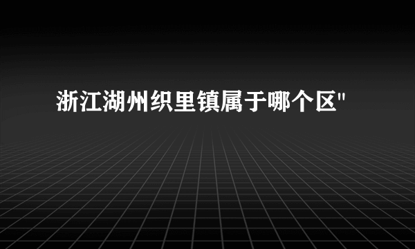 浙江湖州织里镇属于哪个区