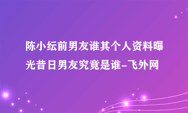 陈小纭前男友谁其个人资料曝光昔日男友究竟是谁-飞外网