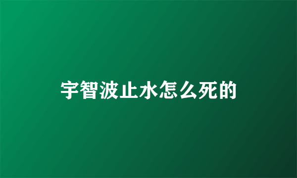 宇智波止水怎么死的