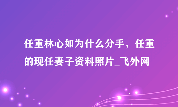 任重林心如为什么分手，任重的现任妻子资料照片_飞外网