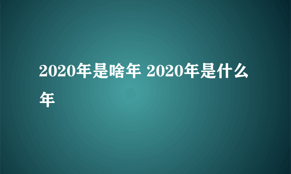 2020年是啥年 2020年是什么年