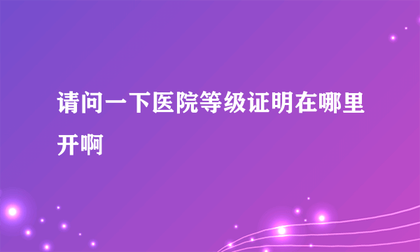 请问一下医院等级证明在哪里开啊