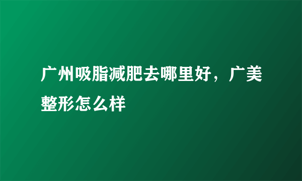 广州吸脂减肥去哪里好，广美整形怎么样