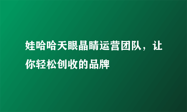 娃哈哈天眼晶睛运营团队，让你轻松创收的品牌