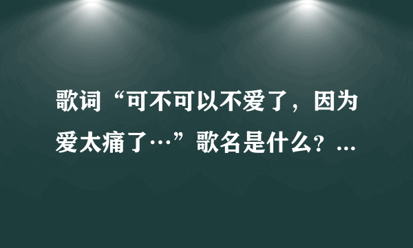 歌词“可不可以不爱了，因为爱太痛了…”歌名是什么？？帮忙哈大家