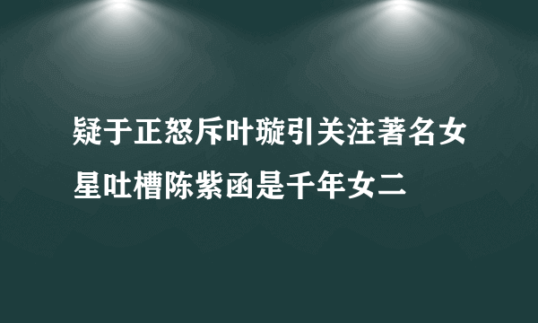 疑于正怒斥叶璇引关注著名女星吐槽陈紫函是千年女二