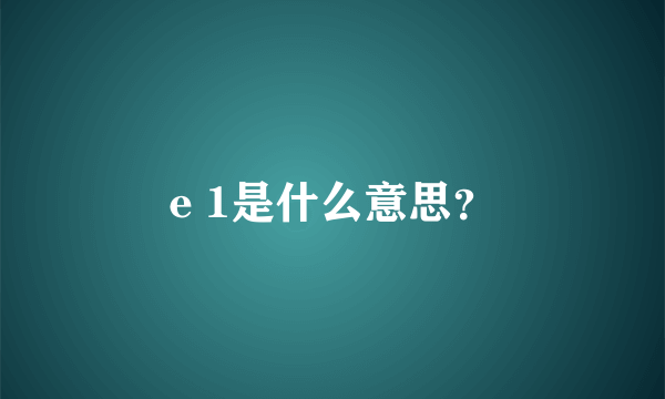 e 1是什么意思？