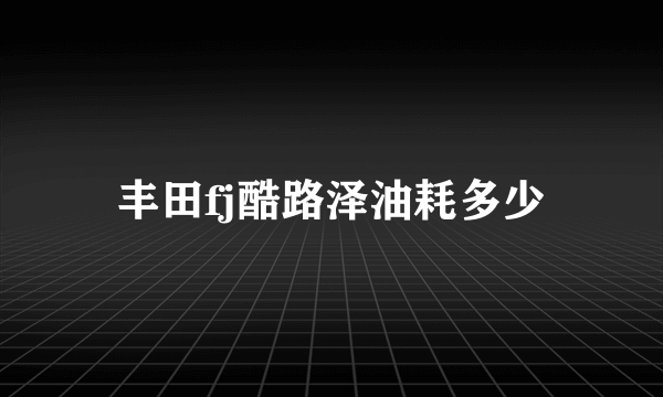 丰田fj酷路泽油耗多少