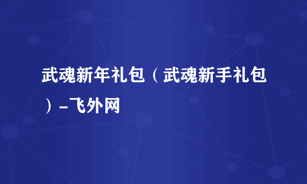 武魂新年礼包（武魂新手礼包）-飞外网