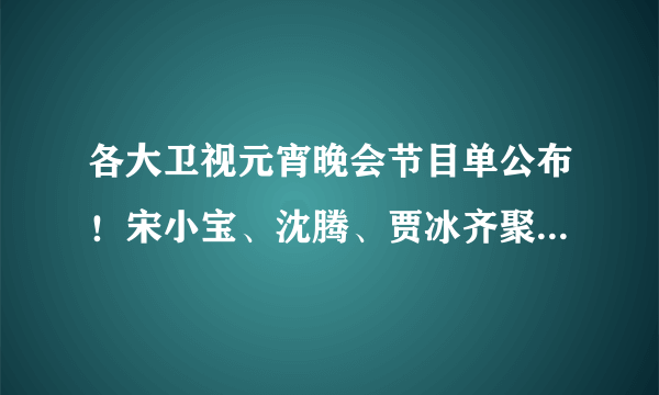 各大卫视元宵晚会节目单公布！宋小宝、沈腾、贾冰齐聚辽宁卫视