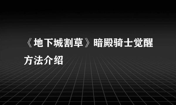 《地下城割草》暗殿骑士觉醒方法介绍