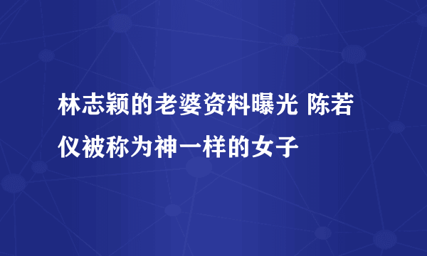 林志颖的老婆资料曝光 陈若仪被称为神一样的女子