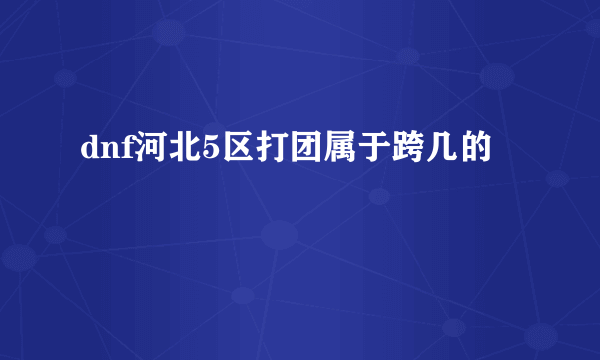 dnf河北5区打团属于跨几的