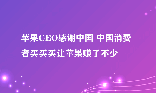 苹果CEO感谢中国 中国消费者买买买让苹果赚了不少