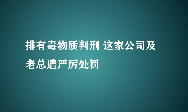 排有毒物质判刑 这家公司及老总遭严厉处罚