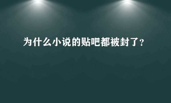 为什么小说的贴吧都被封了？