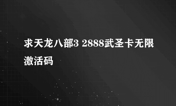 求天龙八部3 2888武圣卡无限激活码