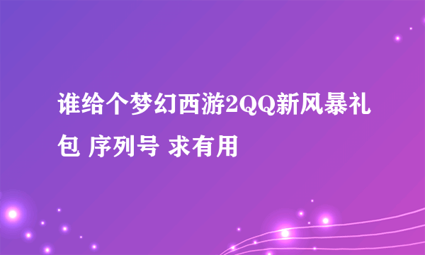 谁给个梦幻西游2QQ新风暴礼包 序列号 求有用