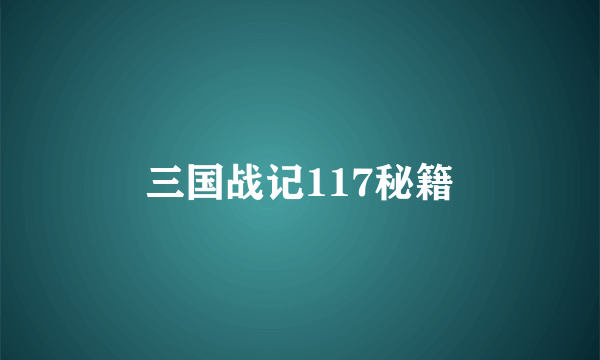 三国战记117秘籍