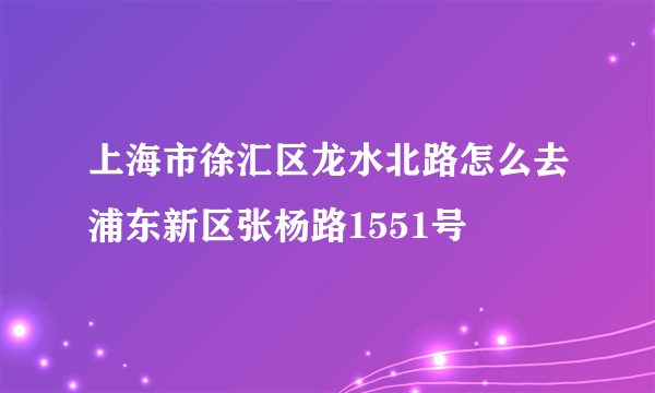 上海市徐汇区龙水北路怎么去浦东新区张杨路1551号