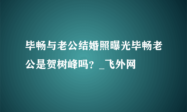 毕畅与老公结婚照曝光毕畅老公是贺树峰吗？_飞外网