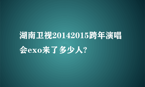 湖南卫视20142015跨年演唱会exo来了多少人?