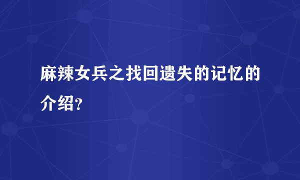 麻辣女兵之找回遗失的记忆的介绍？