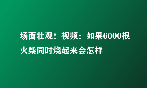 场面壮观！视频：如果6000根火柴同时烧起来会怎样