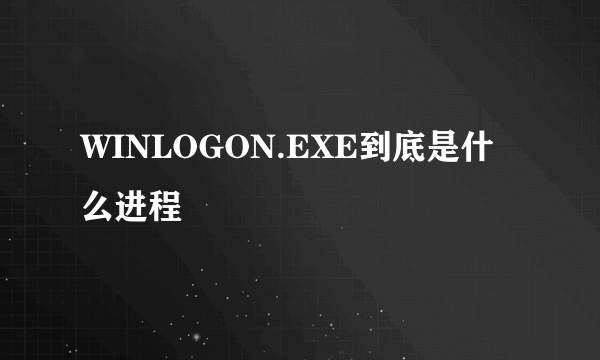 WINLOGON.EXE到底是什么进程