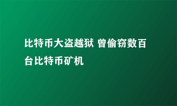 比特币大盗越狱 曾偷窃数百台比特币矿机