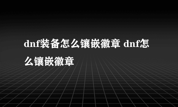 dnf装备怎么镶嵌徽章 dnf怎么镶嵌徽章