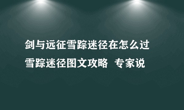 剑与远征雪踪迷径在怎么过 雪踪迷径图文攻略  专家说