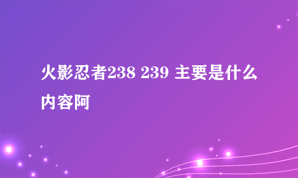 火影忍者238 239 主要是什么内容阿