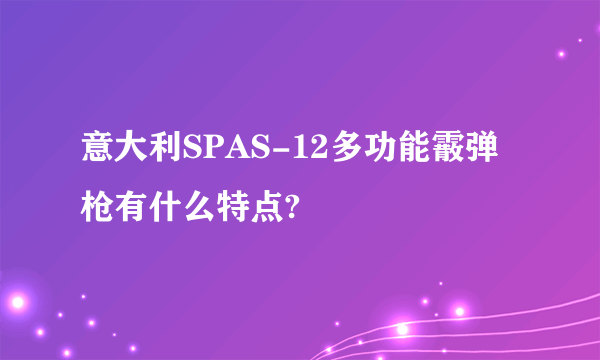 意大利SPAS-12多功能霰弹枪有什么特点?