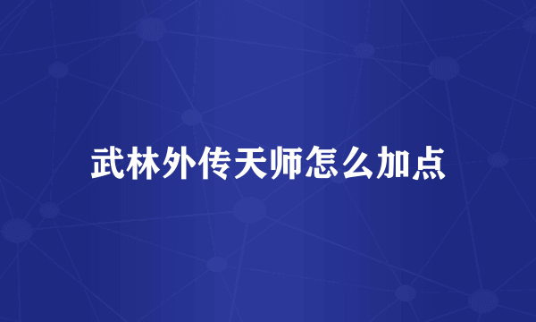 武林外传天师怎么加点