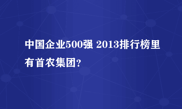 中国企业500强 2013排行榜里有首农集团？