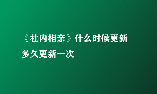 《社内相亲》什么时候更新 多久更新一次