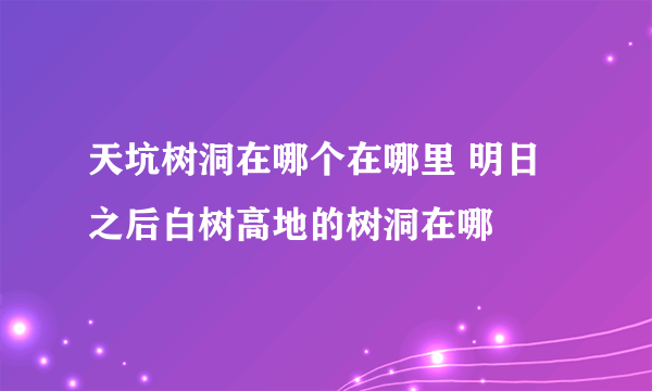 天坑树洞在哪个在哪里 明日之后白树高地的树洞在哪