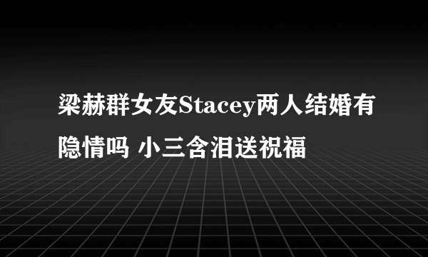 梁赫群女友Stacey两人结婚有隐情吗 小三含泪送祝福