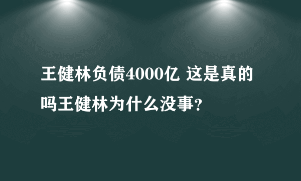 王健林负债4000亿 这是真的吗王健林为什么没事？