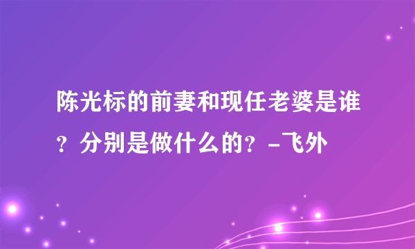 陈光标的前妻和现任老婆是谁？分别是做什么的？-飞外