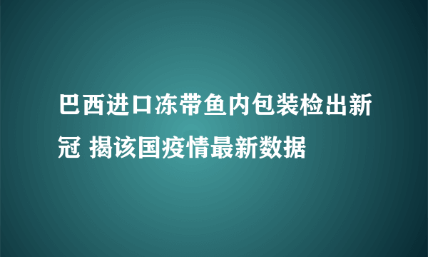 巴西进口冻带鱼内包装检出新冠 揭该国疫情最新数据