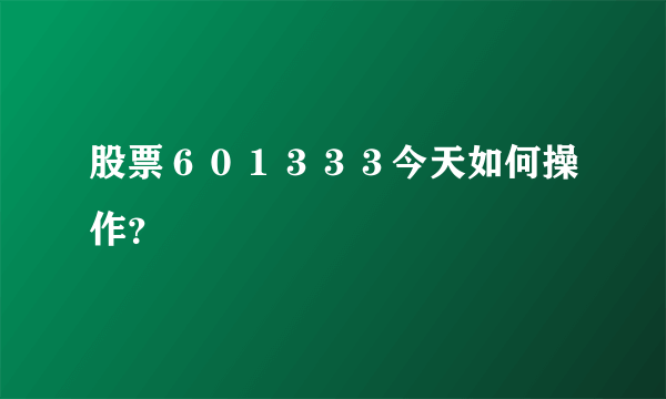 股票６０１３３３今天如何操作？