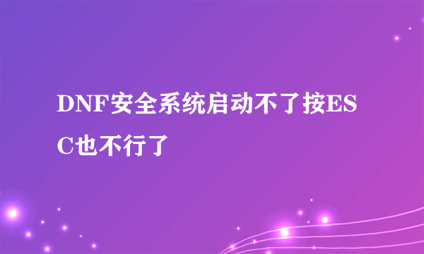 DNF安全系统启动不了按ESC也不行了