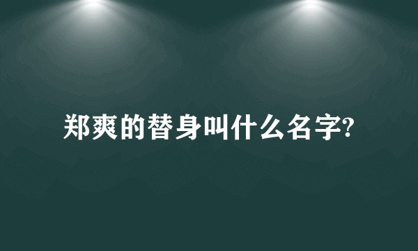 郑爽的替身叫什么名字?