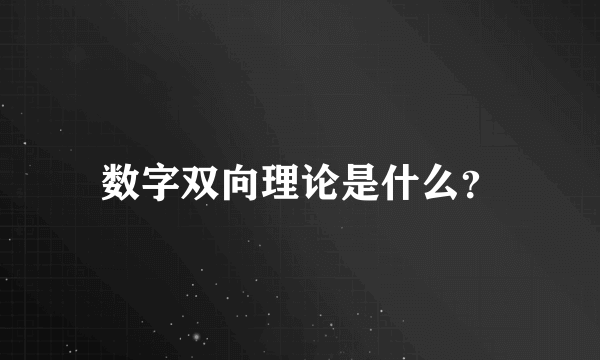 数字双向理论是什么？