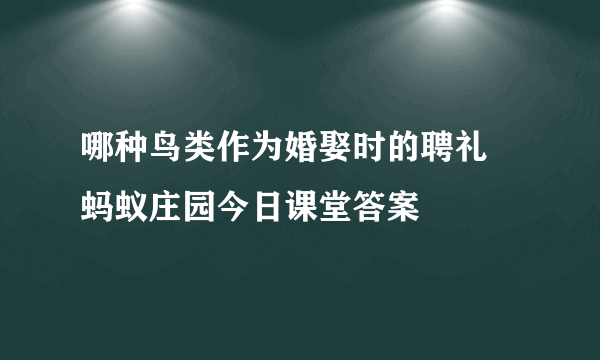 哪种鸟类作为婚娶时的聘礼 蚂蚁庄园今日课堂答案