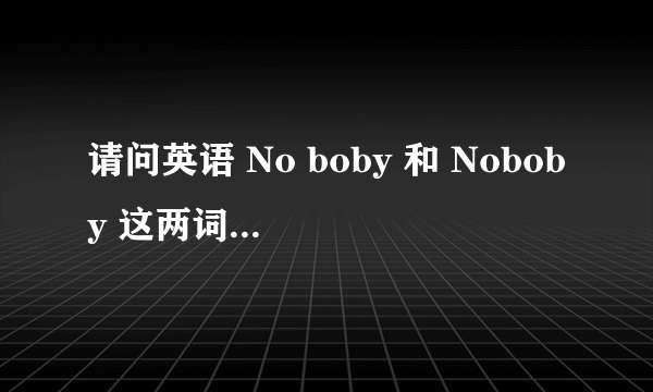 请问英语 No boby 和 Noboby 这两词又有甚麼的区别呢？ 帮忙